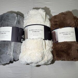 60 X 70 Extra Large Bubble Fur Luxurious Throw - Gray, White, Brown - Pick One